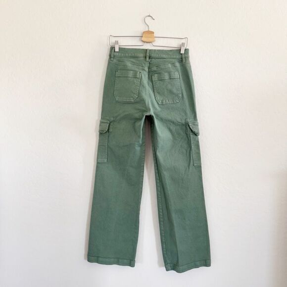 Ann Taylor LOFT High Rise Wide Leg Utility Jeans Army Green Mountain Rosemary - Picture 4 of 11